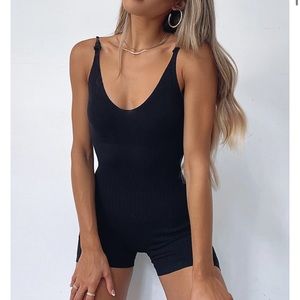 White Fox Boutique Always Loyal Knit Playsuit Black